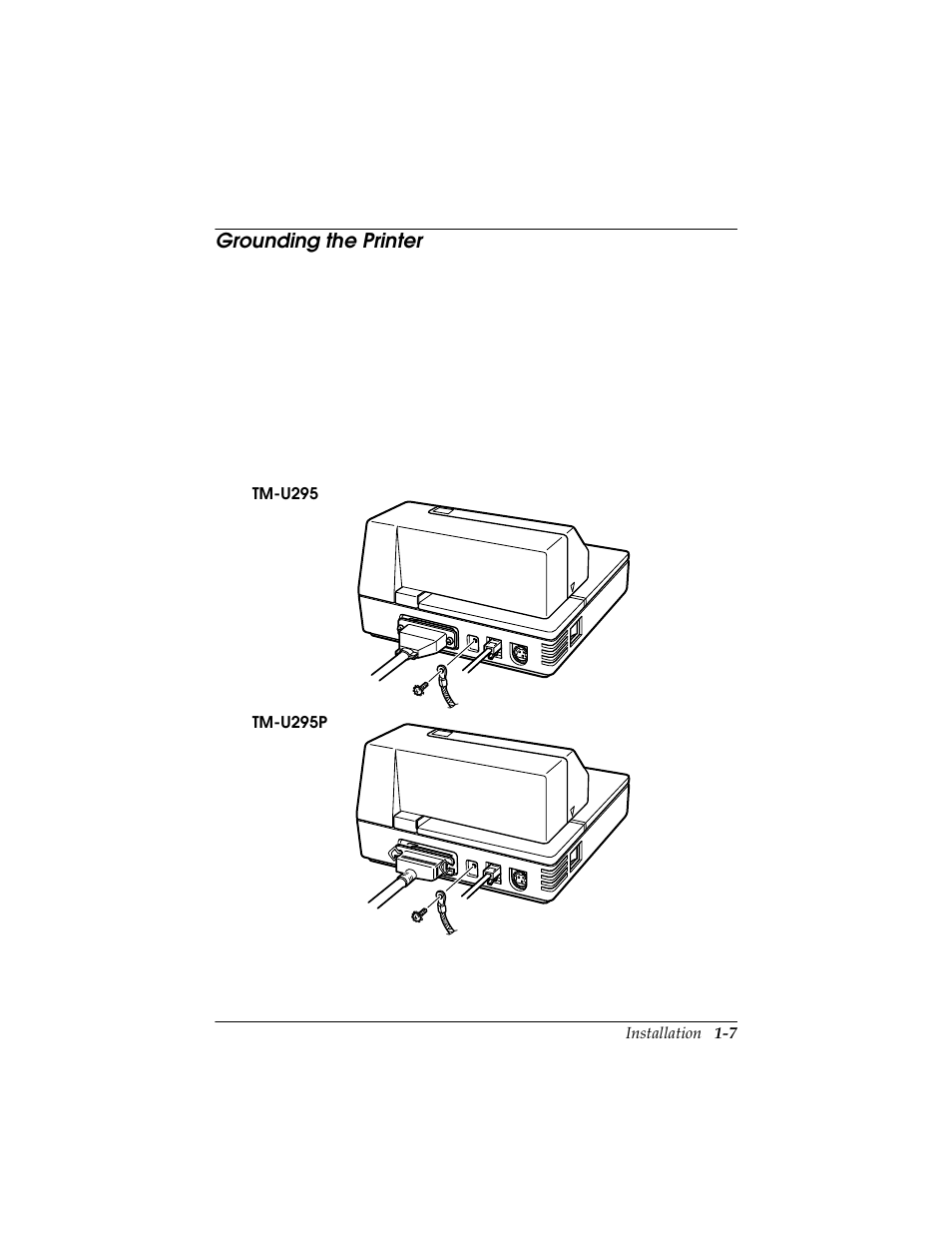 Grounding the printer, Grounding the printer -7 | Triner Scale TMU-295 User Manual | Page 18 / 74