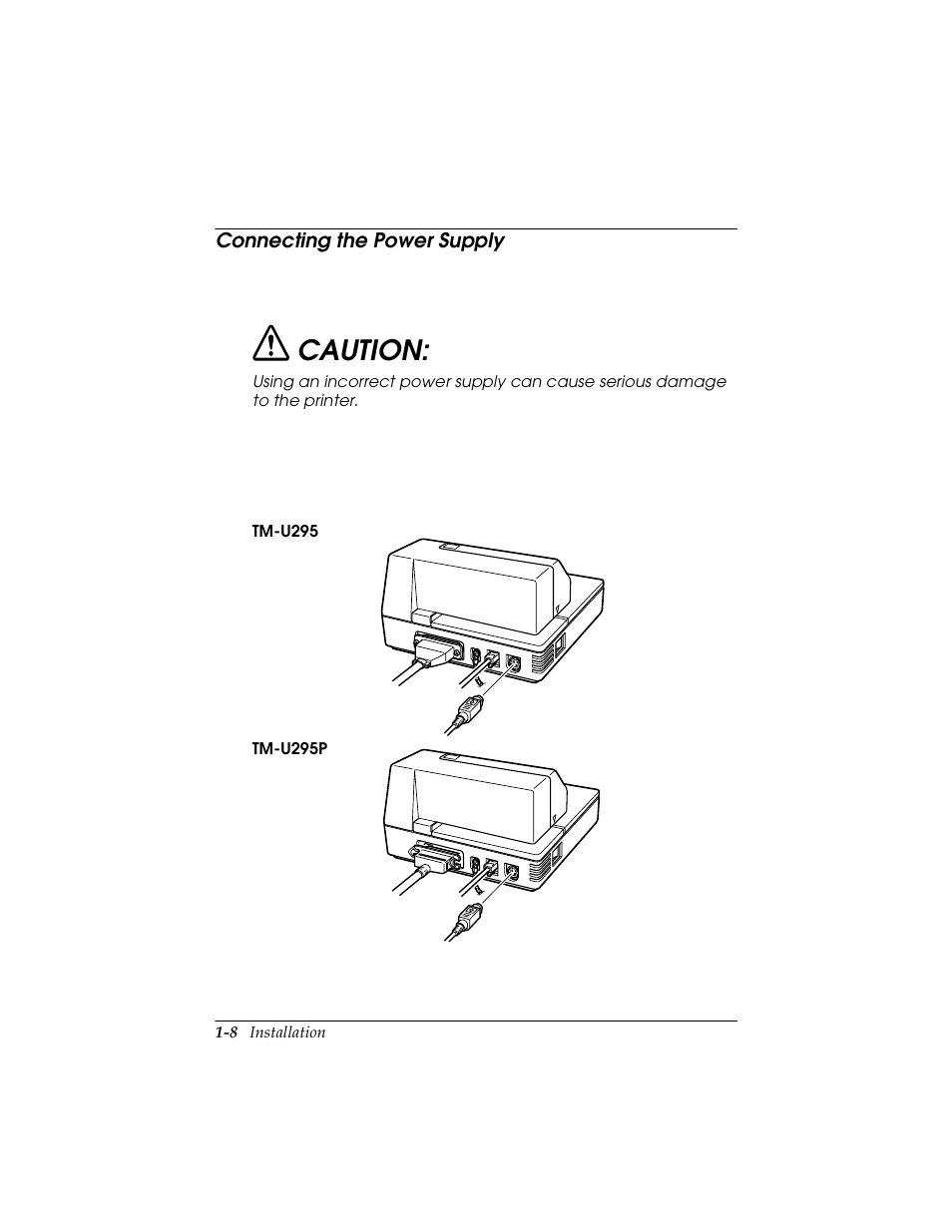 Connecting the power supply, Connecting the power supply -8, Caution | Triner Scale TMU-295 User Manual | Page 19 / 74