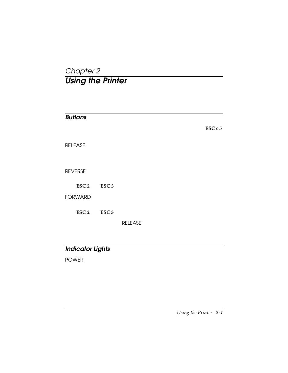 Chapter 2 using the printer, Buttons, Indicator lights | Buttons -1 indicator lights -1, Using the printer, Chapter 2 | Triner Scale TMU-295 User Manual | Page 29 / 74