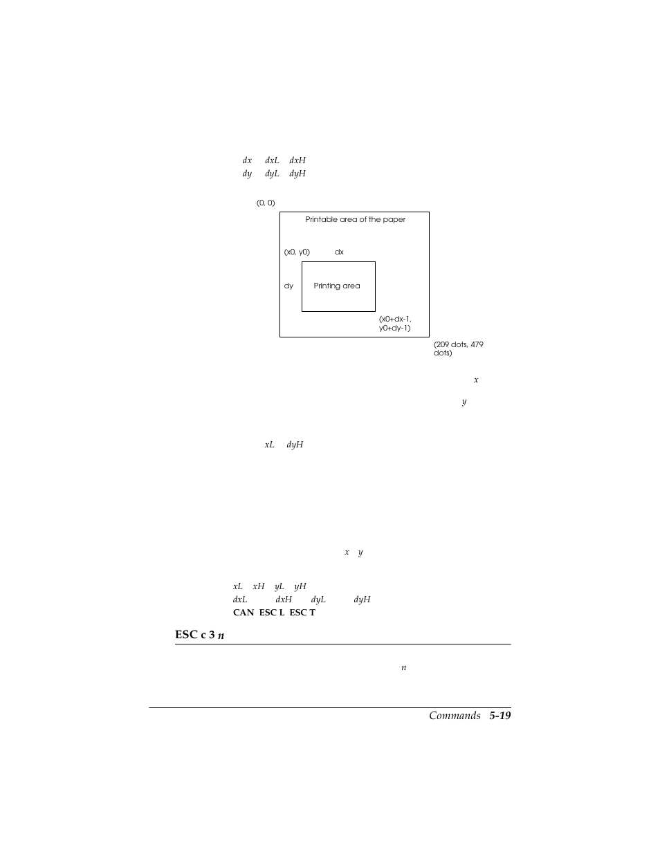 Commands 5-19, Esc c 3 n | Triner Scale TMU-295 User Manual | Page 59 / 74