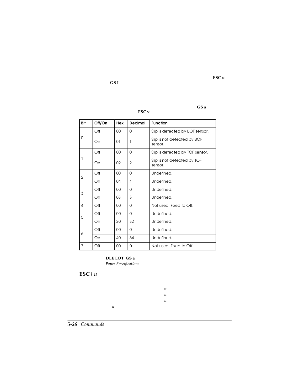 26 commands, Esc { n | Triner Scale TMU-295 User Manual | Page 66 / 74