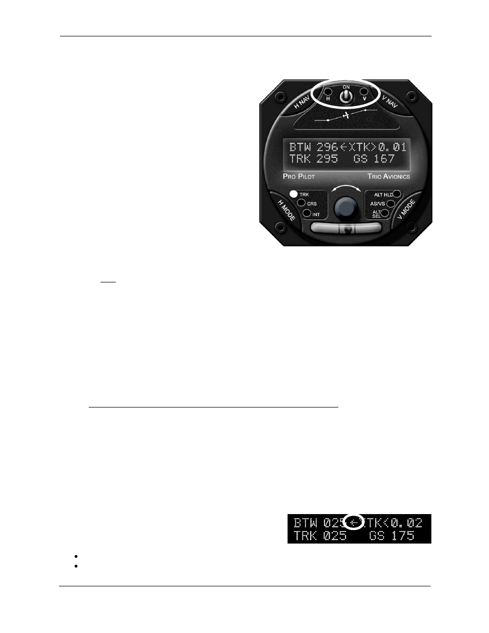 Roll (h nav) & pitch (v nav) servo activation, Remote disconnect switch, Rotary encoder - pushbutton switch | The display arrow | Trio Avionics Pro Pilot User Manual | Page 15 / 83