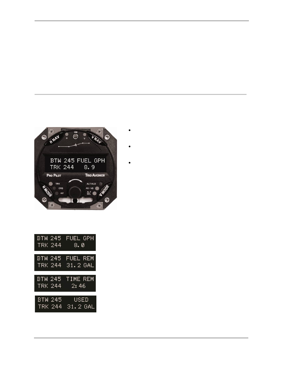Chapter 10 fuel management system operation | Trio Avionics Pro Pilot User Manual | Page 46 / 83
