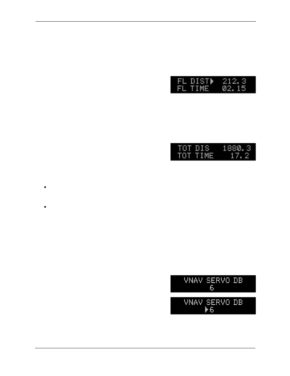Accumulated total distance, total flight time, Horizontal navigation gain setting, Vertical navigation gain settings | Vertical navigation servo deadband | Trio Avionics Pro Pilot User Manual | Page 59 / 83