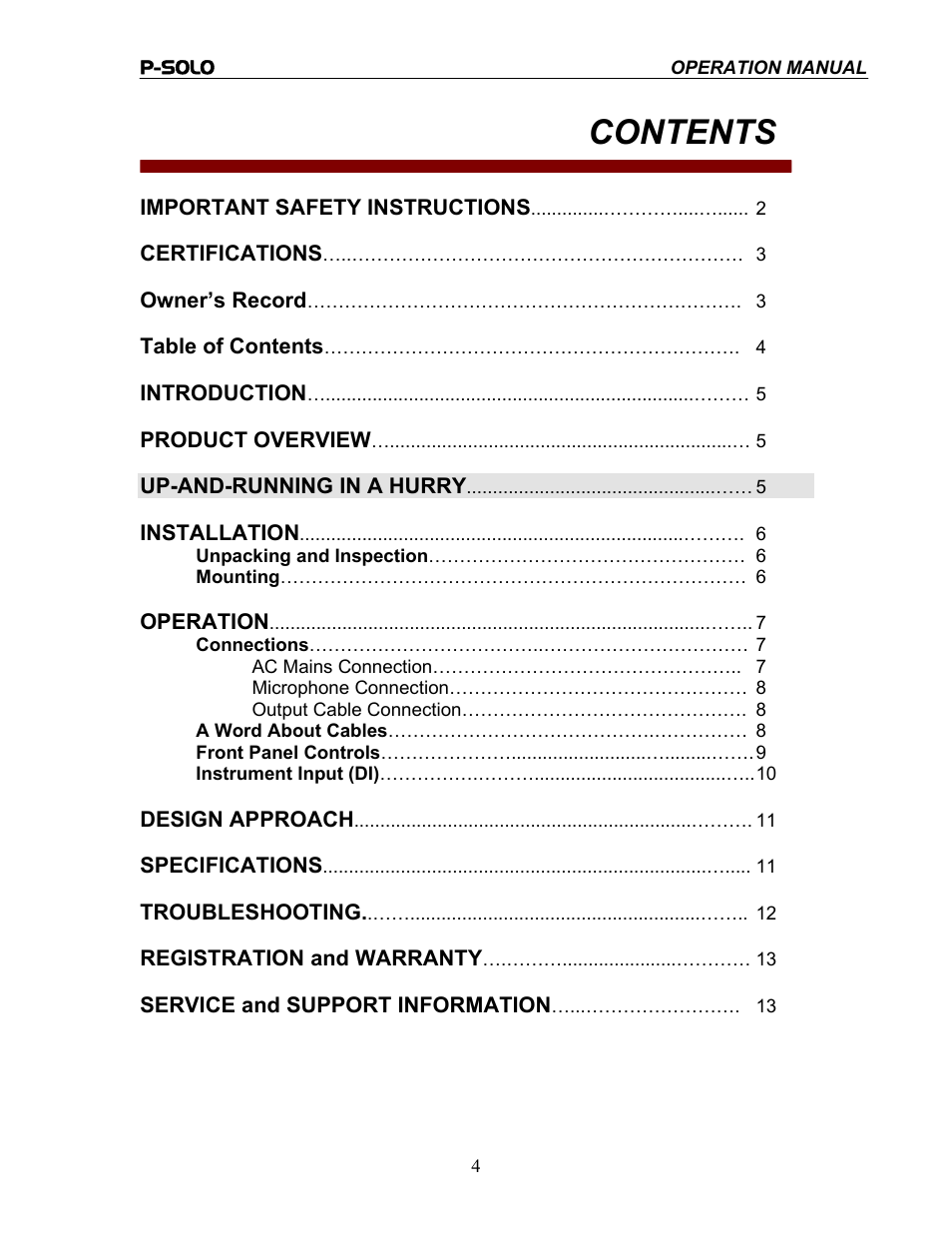 TRUE Systems P-SOLO User Manual | Page 4 / 14