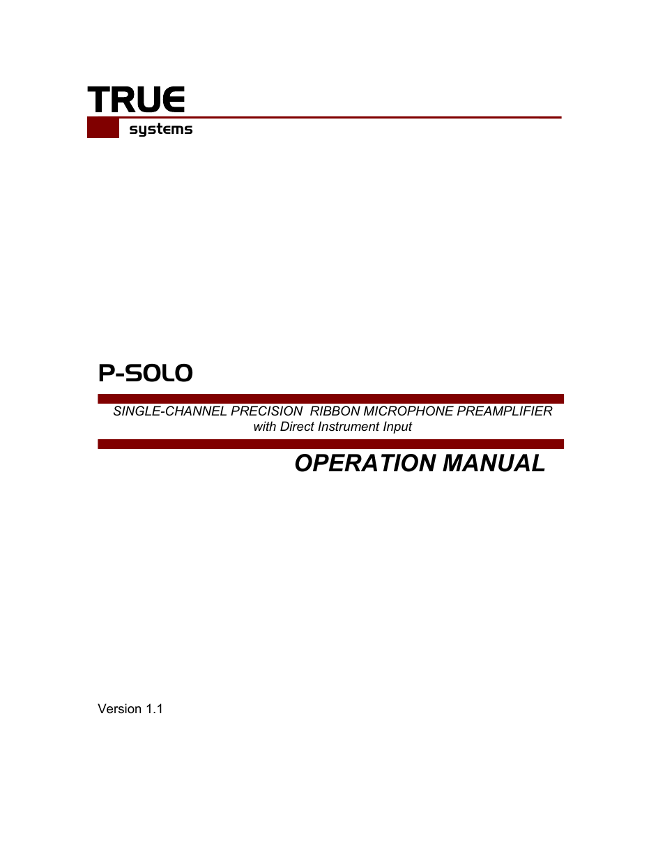 TRUE Systems P-SOLO RIBBON User Manual | 14 pages