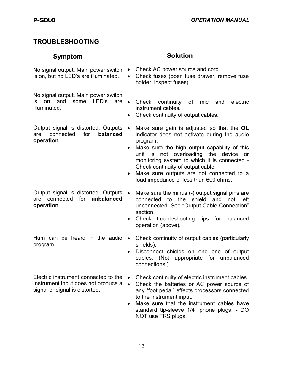 TRUE Systems P-SOLO RIBBON User Manual | Page 12 / 14