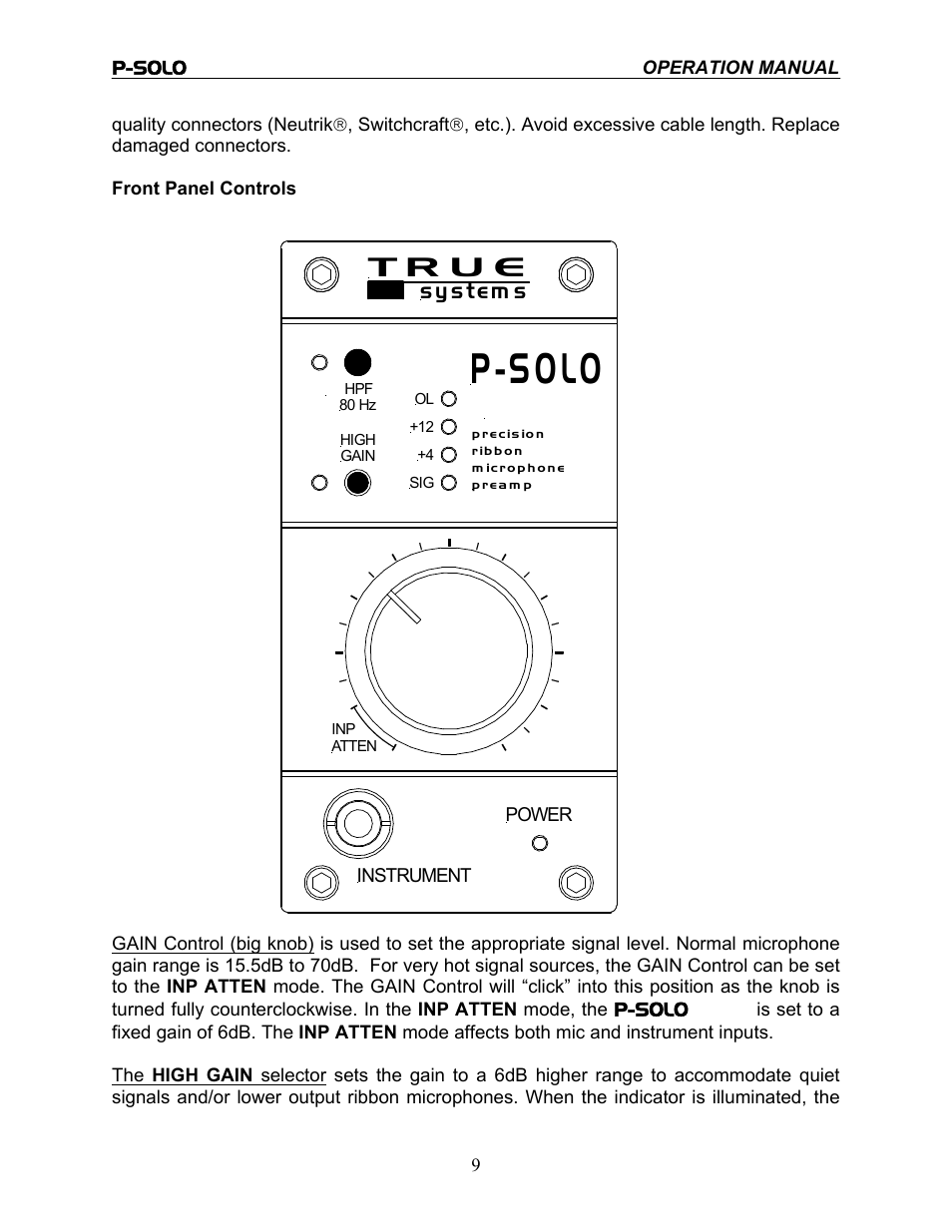 P -s o lo, R ibbon, T r u e | TRUE Systems P-SOLO RIBBON User Manual | Page 9 / 14