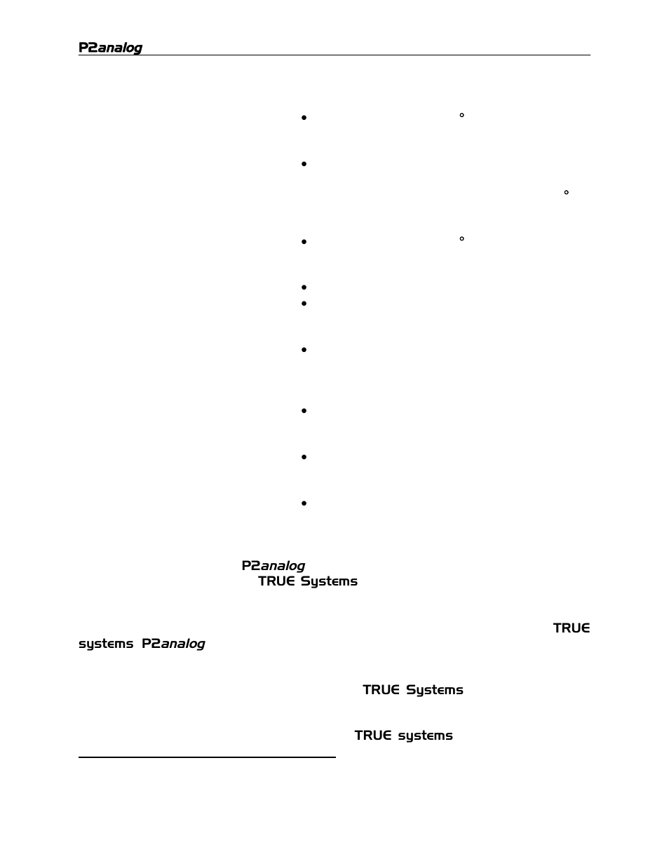 TRUE Systems P2 ANALOG User Manual | Page 17 / 18