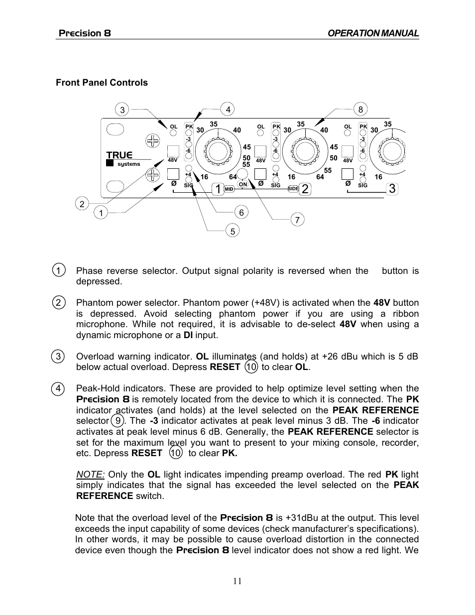 TRUE Systems PRECISION 8 User Manual | Page 11 / 18