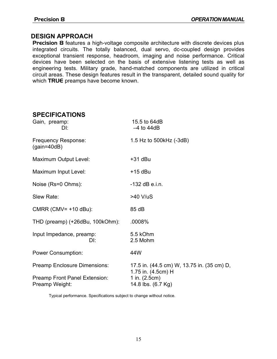 TRUE Systems PRECISION 8 User Manual | Page 15 / 18