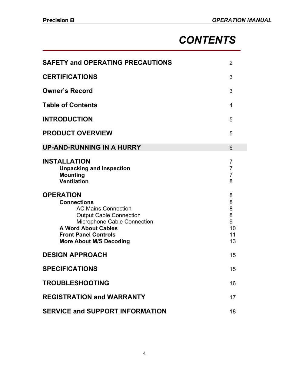 TRUE Systems PRECISION 8 User Manual | Page 4 / 18