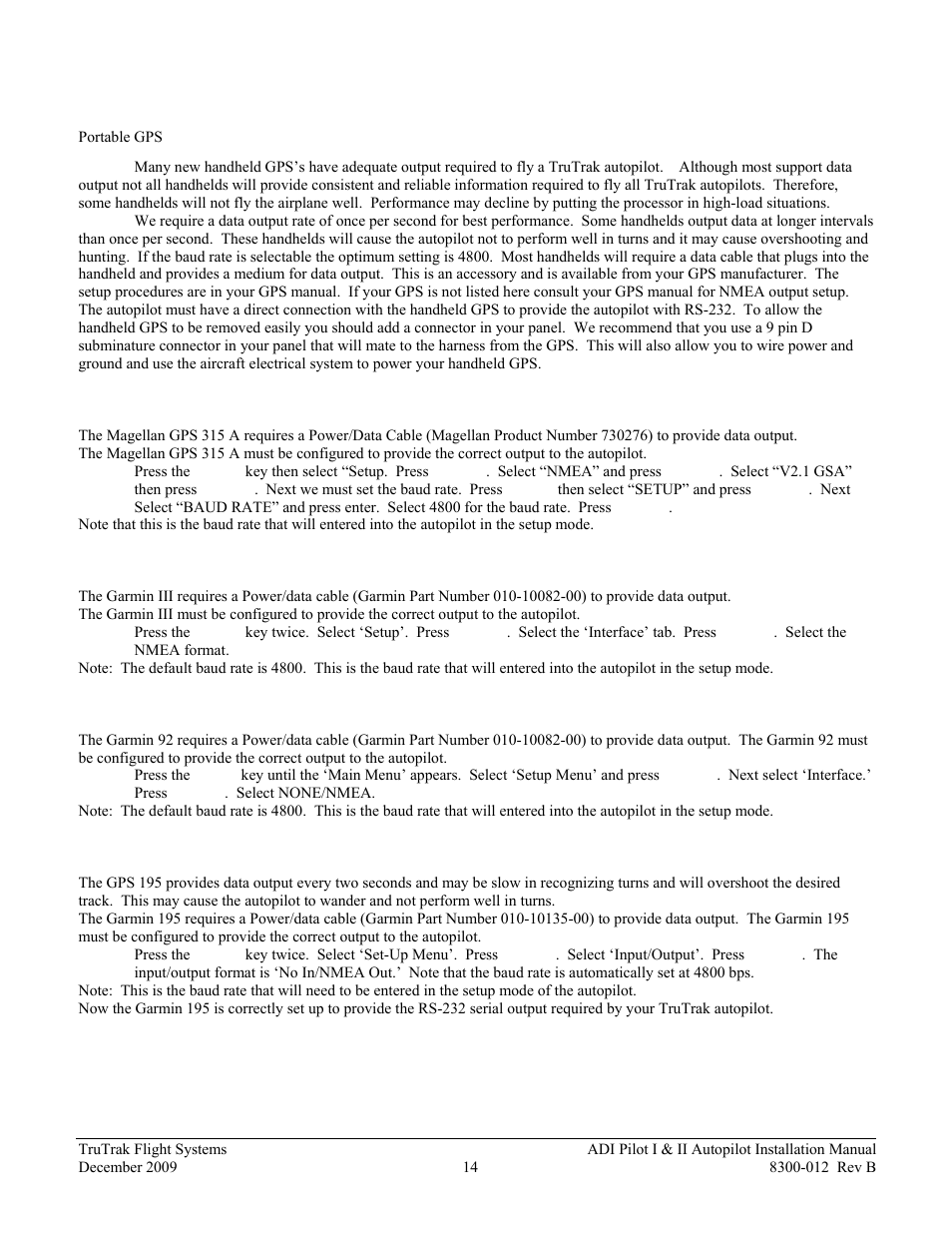 Gps setup guide, Portable gps’s | TruTrak ADI Pilot II User Manual | Page 16 / 28