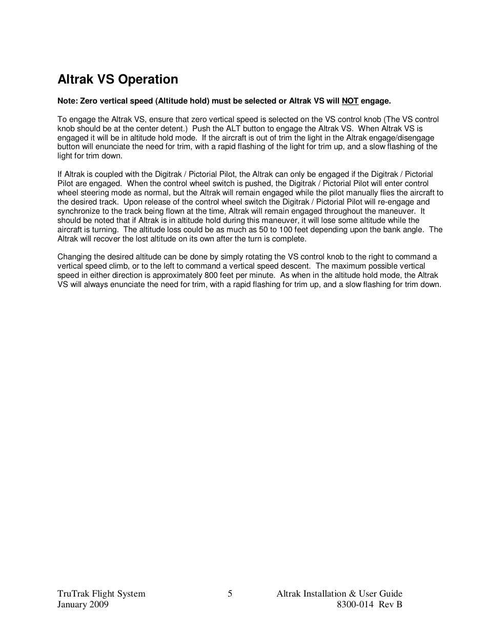 Altrak vs operation | TruTrak Altrak VS User Manual | Page 7 / 16