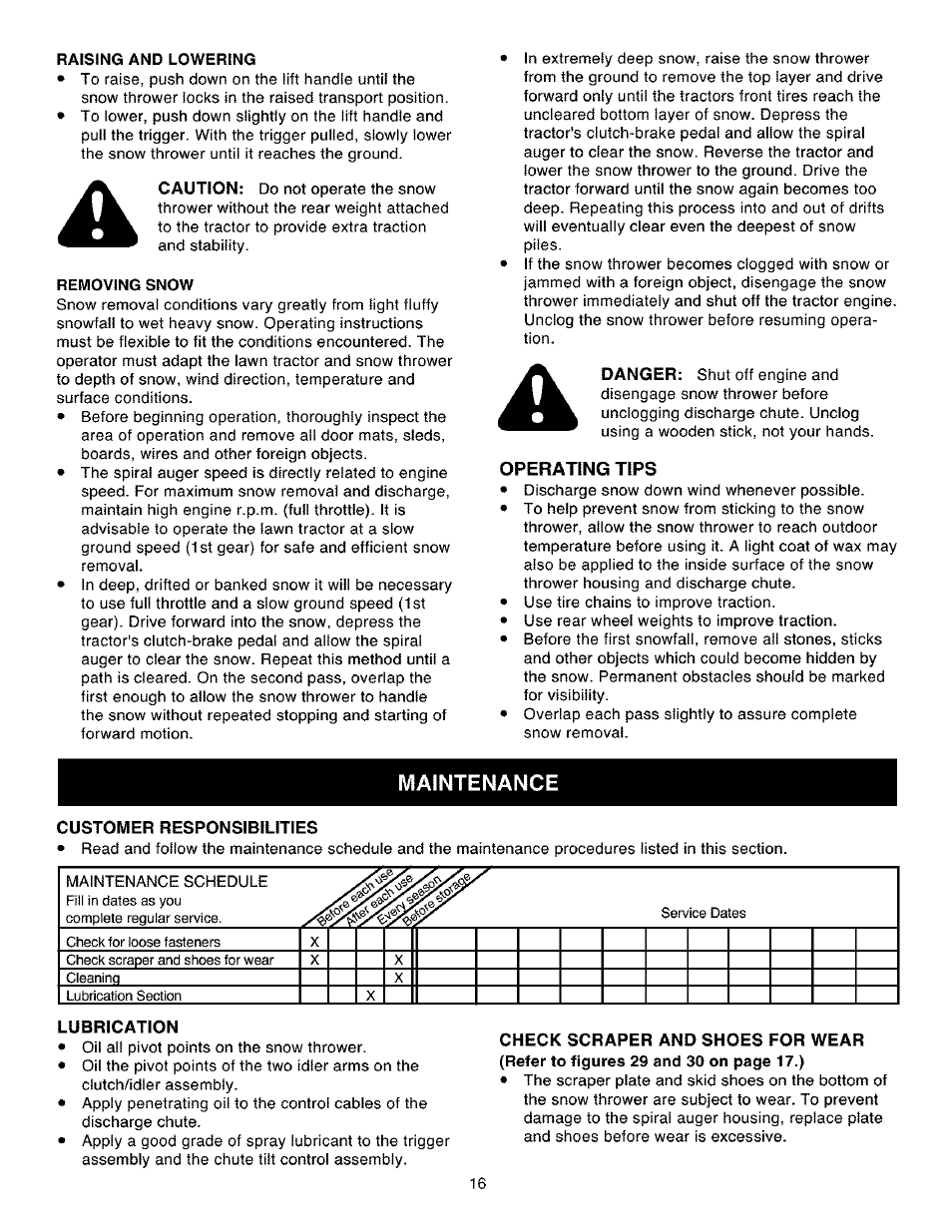 Maintenance | Craftsman 486.248531 User Manual | Page 16 / 28