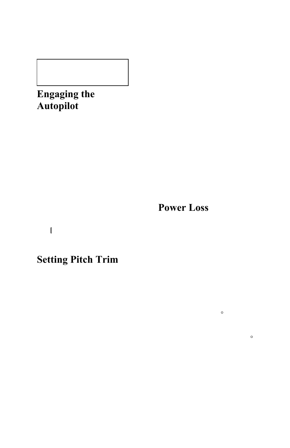 Engaging the autopilot, Setting pitch trim, Power loss | TruTrak DFC Operating Manual User Manual | Page 11 / 17