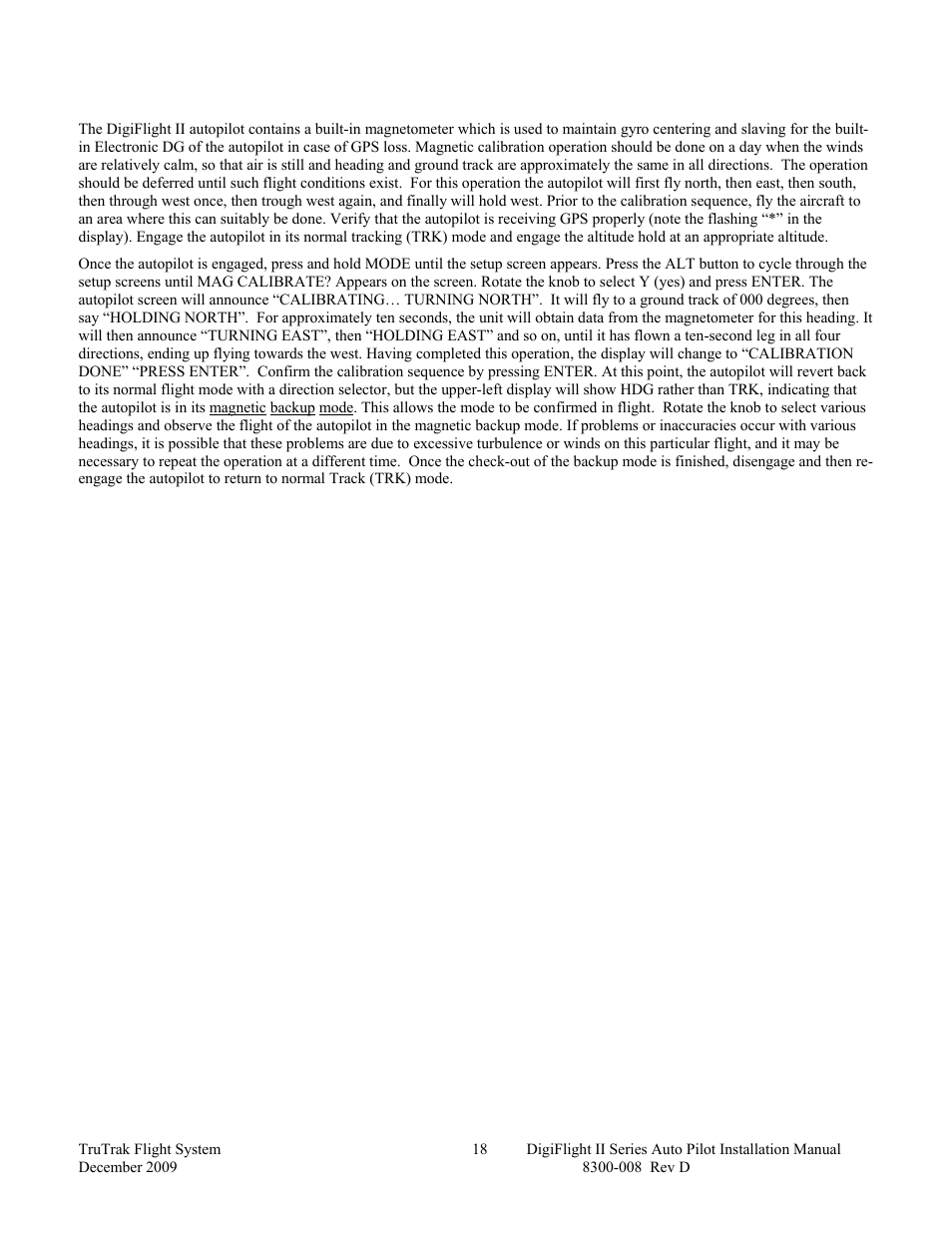 Magnetic calibration | TruTrak Digiflight II Instal Manual User Manual | Page 20 / 24