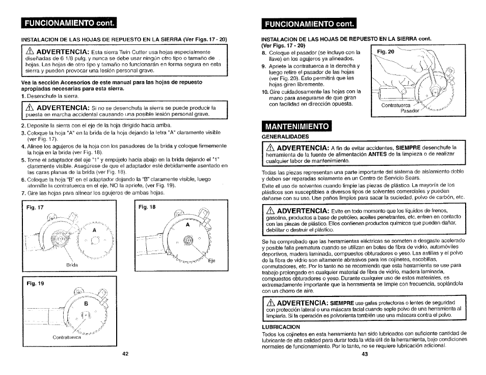 Twin-cutter saw - model number 286.26829 | Craftsman 286.26829 User Manual | Page 22 / 46