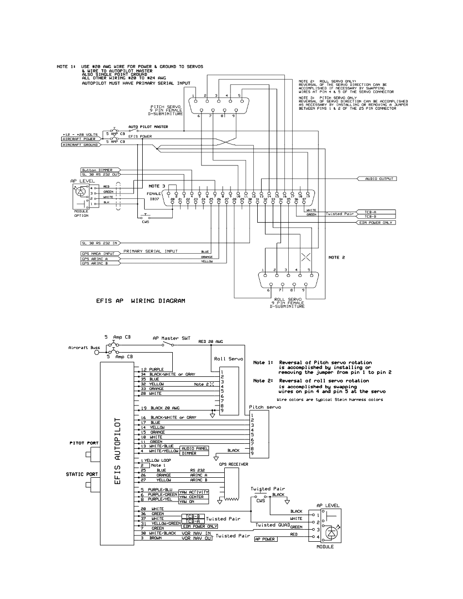 Efis ap basic wiring diagram, Efis ap block diagram, Efis ap basic wiring d | Eck d ram, Iagram fis ap blo iag | TruTrak EFIS AP (8300-057C) User Manual | Page 24 / 36