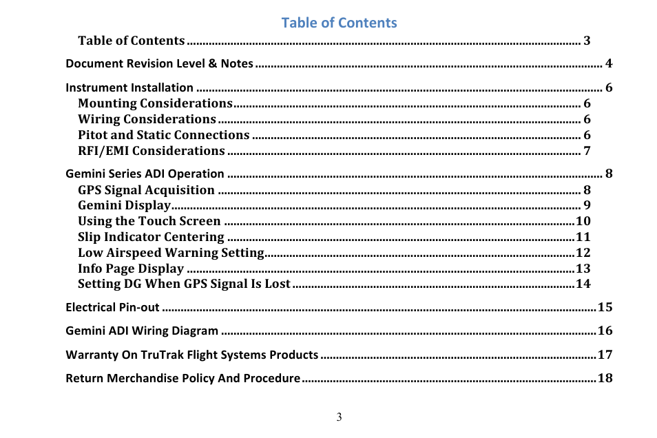 TruTrak Gemini ADI User Manual | Page 3 / 20