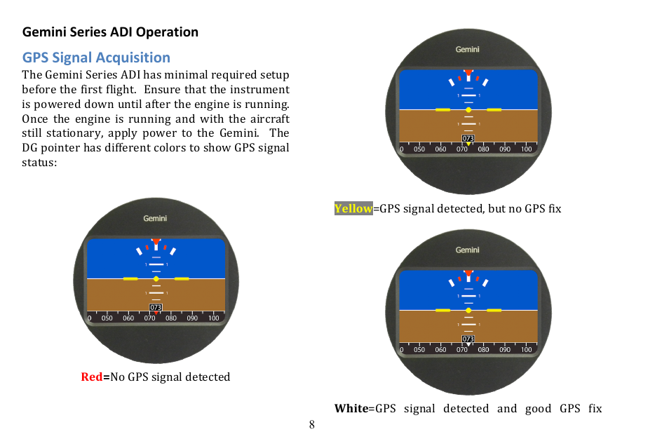 Gps signal acquisition | TruTrak Gemini ADI User Manual | Page 8 / 20