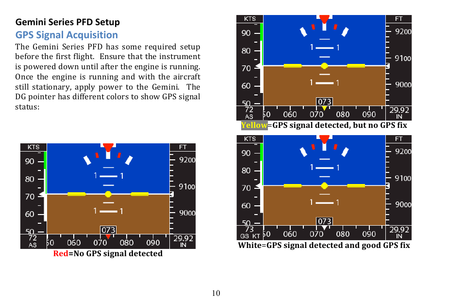 Gps signal acquisition | TruTrak Gemini PFD User Manual | Page 10 / 26