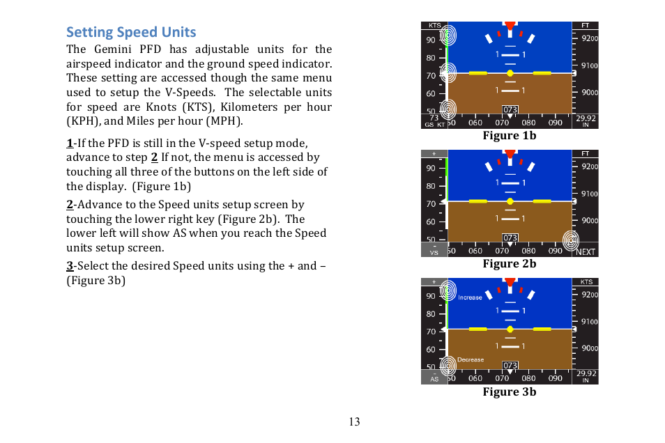 Setting speed units | TruTrak Gemini PFD User Manual | Page 13 / 26