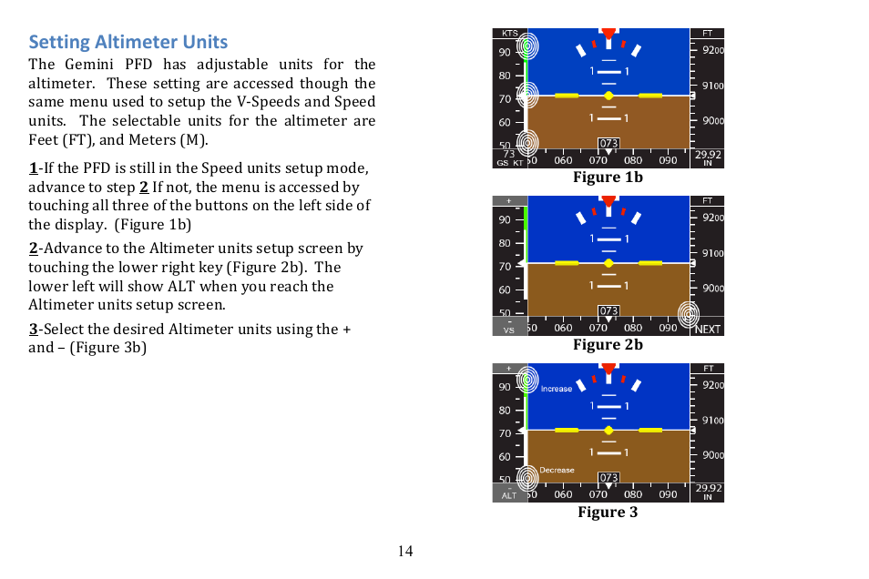 Setting altimeter units | TruTrak Gemini PFD User Manual | Page 14 / 26