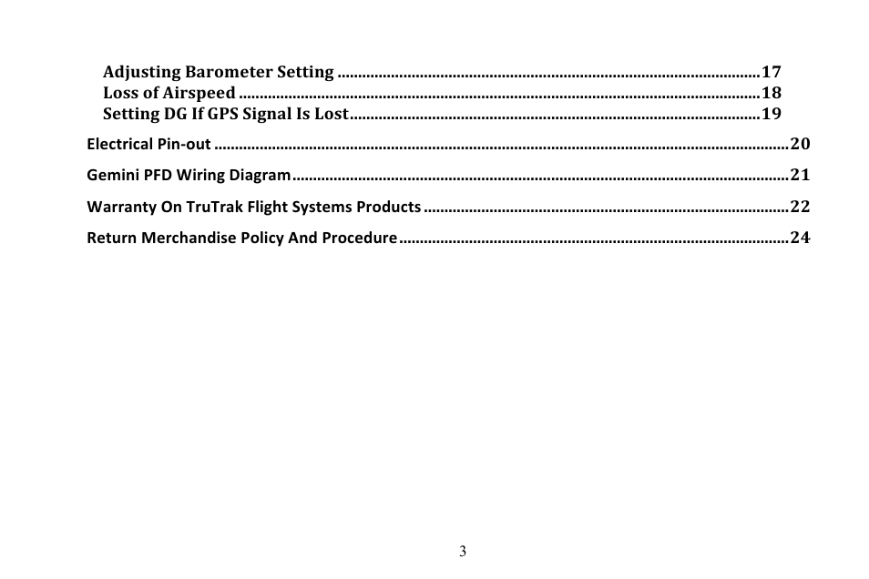 TruTrak Gemini PFD User Manual | Page 3 / 26