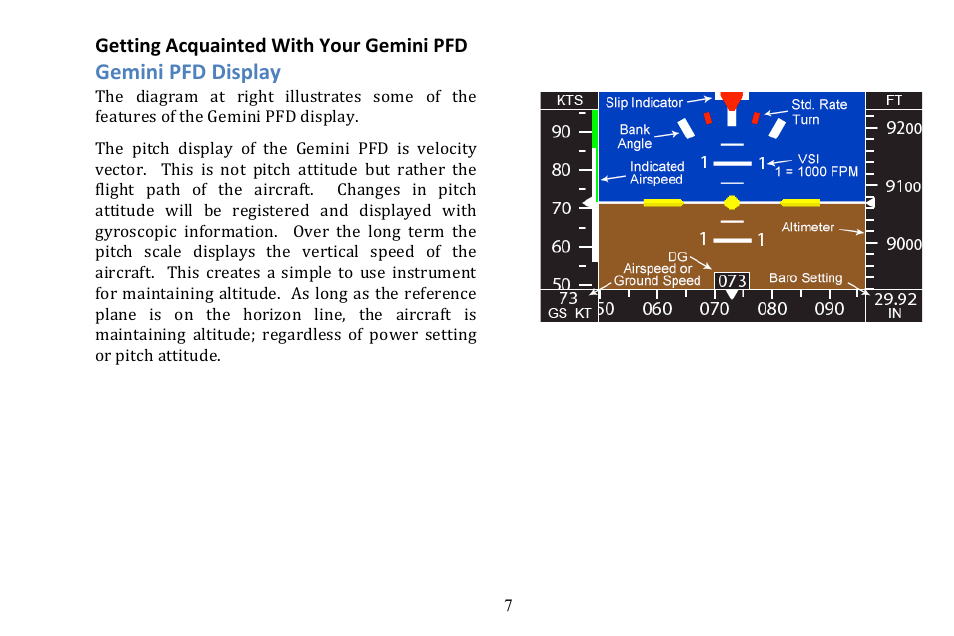 Gemini pfd display | TruTrak Gemini PFD User Manual | Page 7 / 26