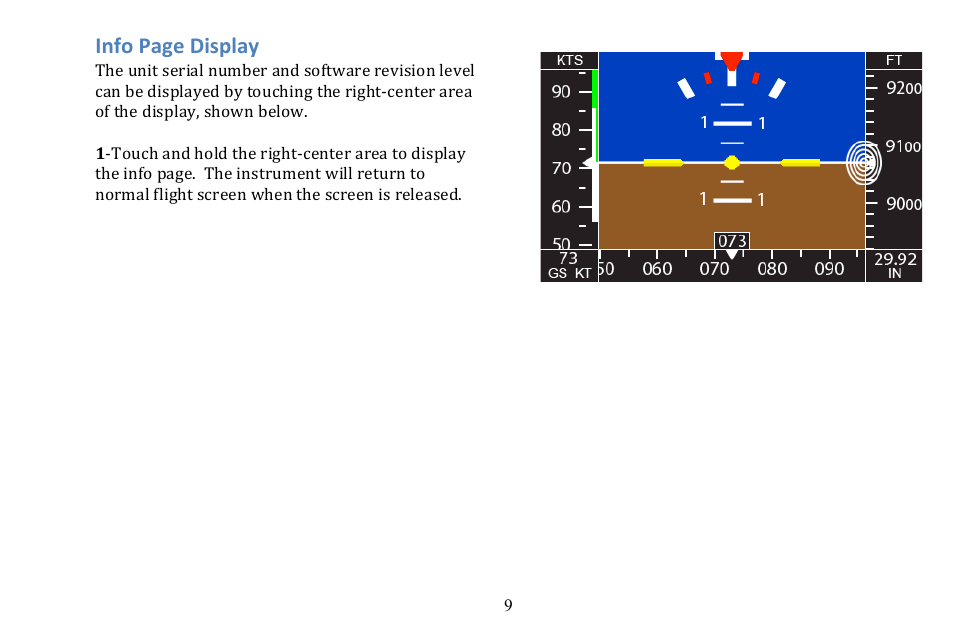 Info page display | TruTrak Gemini PFD User Manual | Page 9 / 26