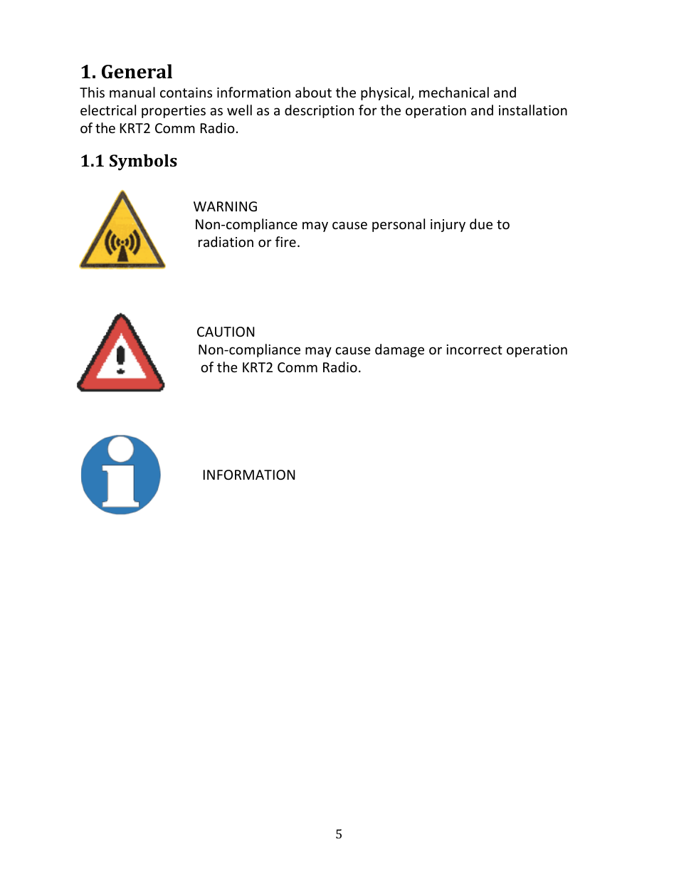 General | TruTrak KRT2 Comm Radio IR User Manual | Page 5 / 36