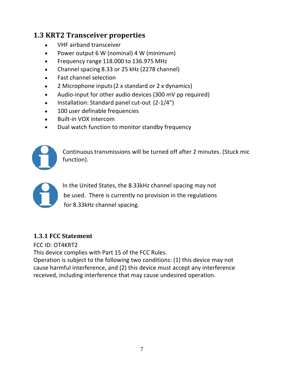 TruTrak KRT2 Comm Radio IR User Manual | Page 7 / 36