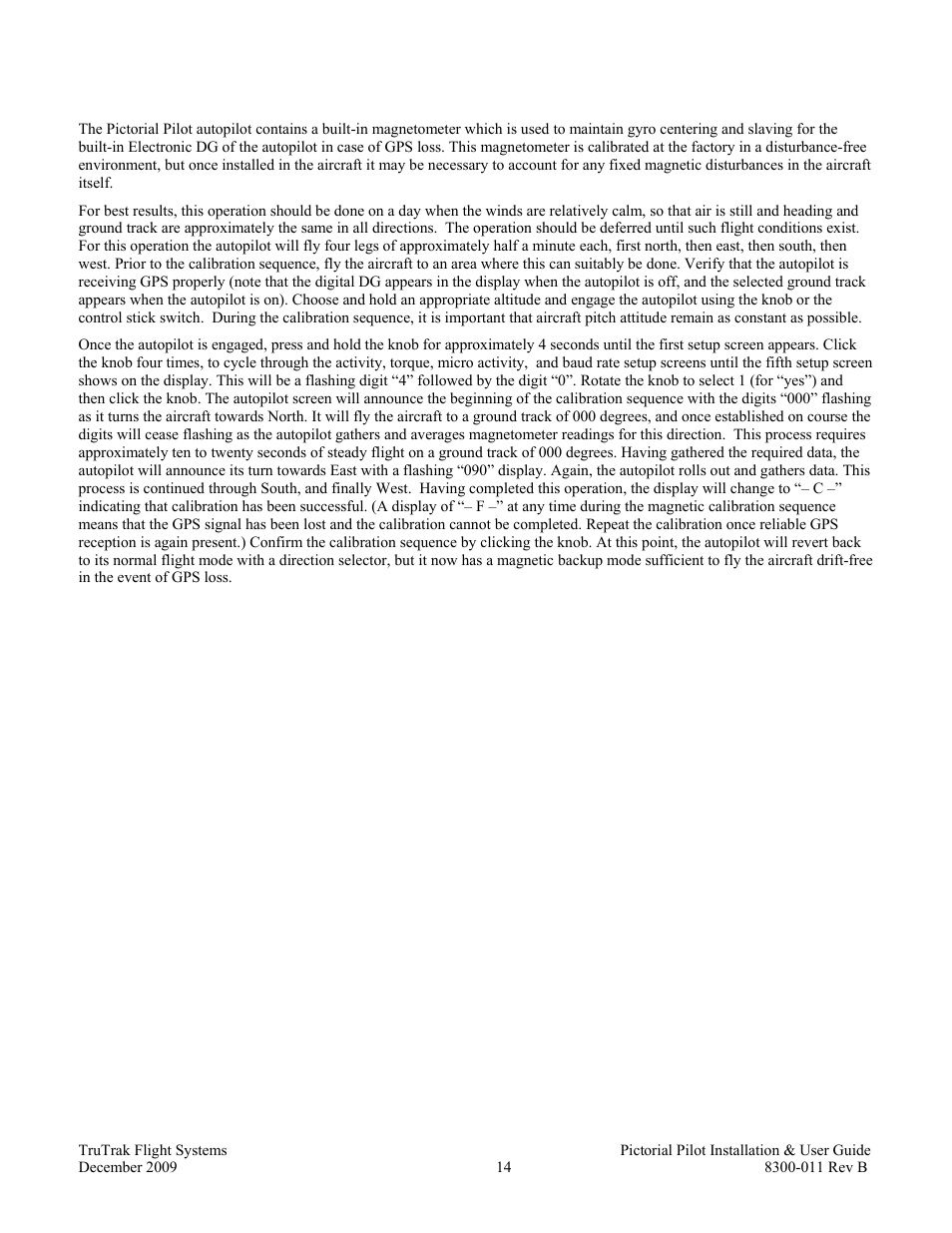 Magnetic calibration | TruTrak Pictorial Pilot User Manual | Page 16 / 20