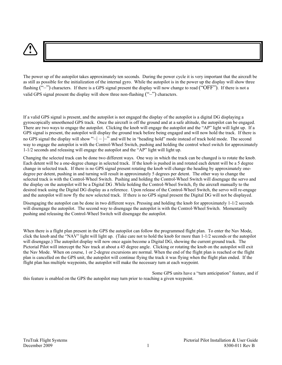 Power up, Basic operation, Nav mode operation | TruTrak Pictorial Pilot User Manual | Page 3 / 20