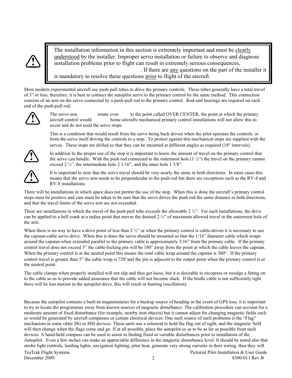 Mechanical considerations, Magnetic considerations | TruTrak Pictorial Pilot User Manual | Page 4 / 20