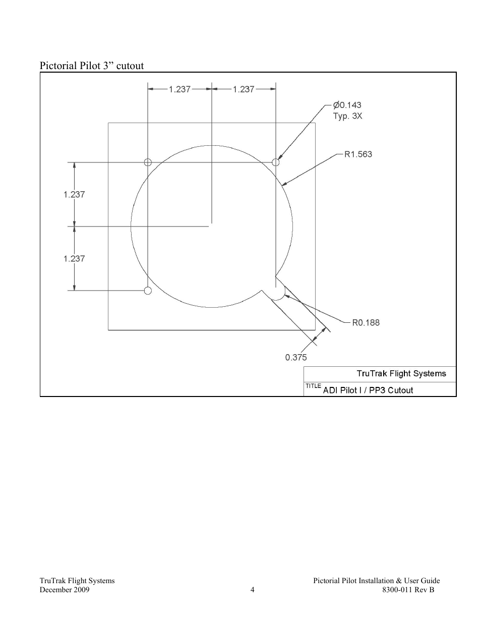 Pictorial pilot 3” cutout | TruTrak Pictorial Pilot User Manual | Page 6 / 20