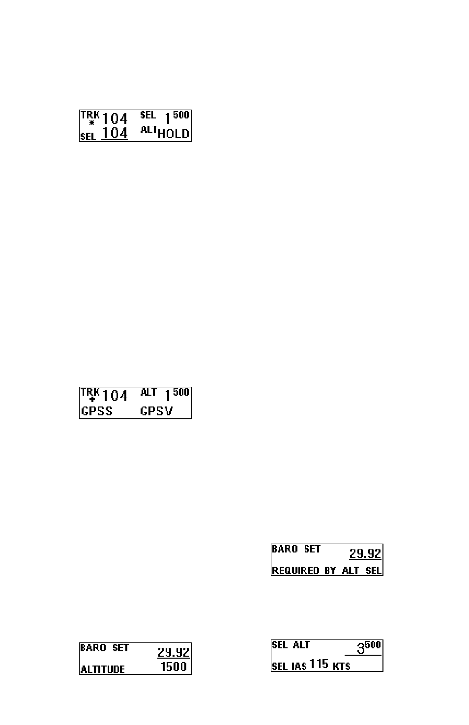 Vertical gps steering mode, Barometer set, Altitude select mode | TruTrak Sorcerer – Outdated User Manual | Page 9 / 20