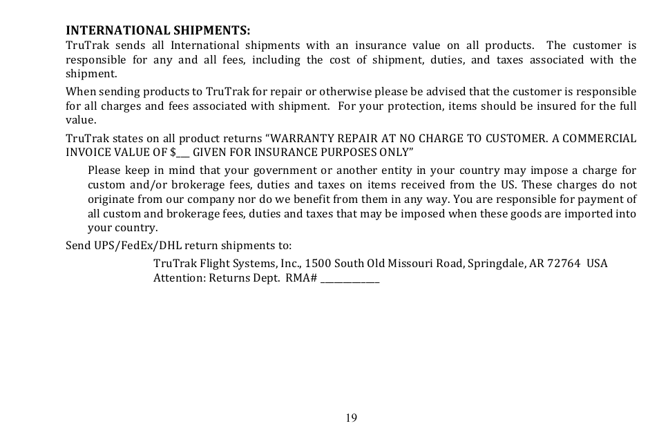 TruTrak TS-83 Rev C User Manual | Page 19 / 20