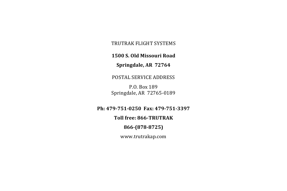 TruTrak TS-83 Rev C User Manual | Page 20 / 20