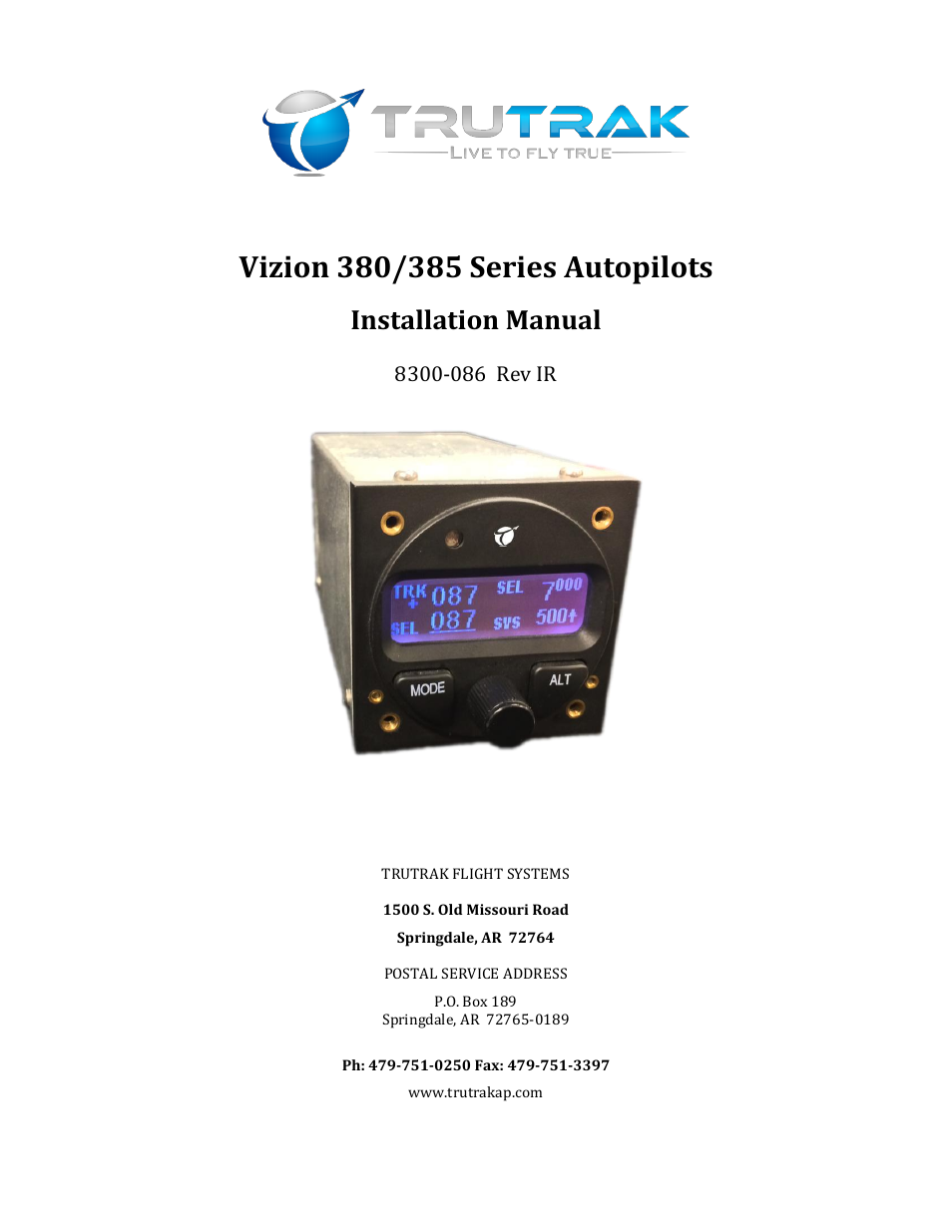 TruTrak Vizion 380-385 Install manual User Manual | 20 pages