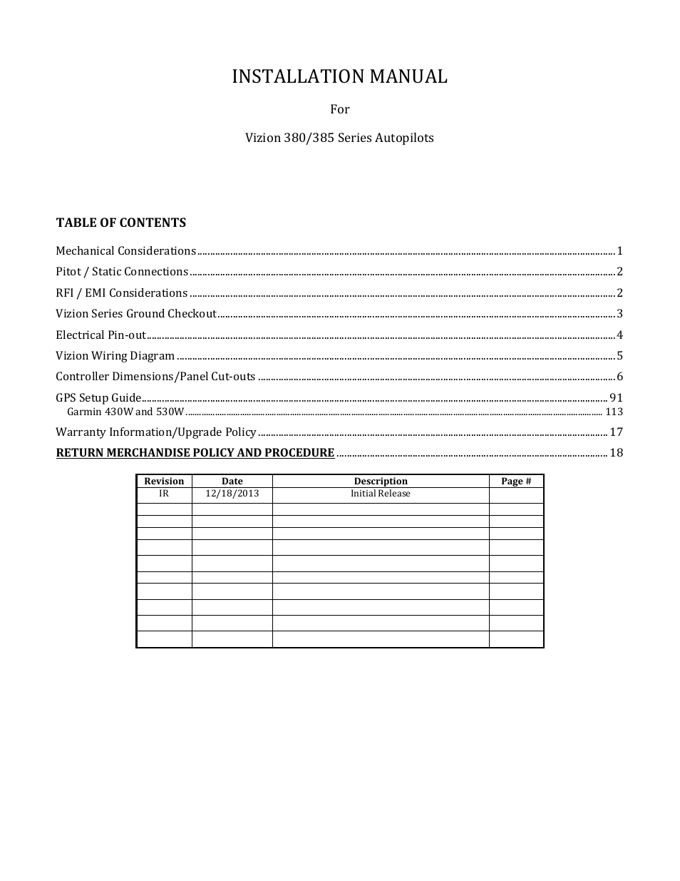 Installation manual | TruTrak Vizion 380-385 Install manual User Manual | Page 2 / 20