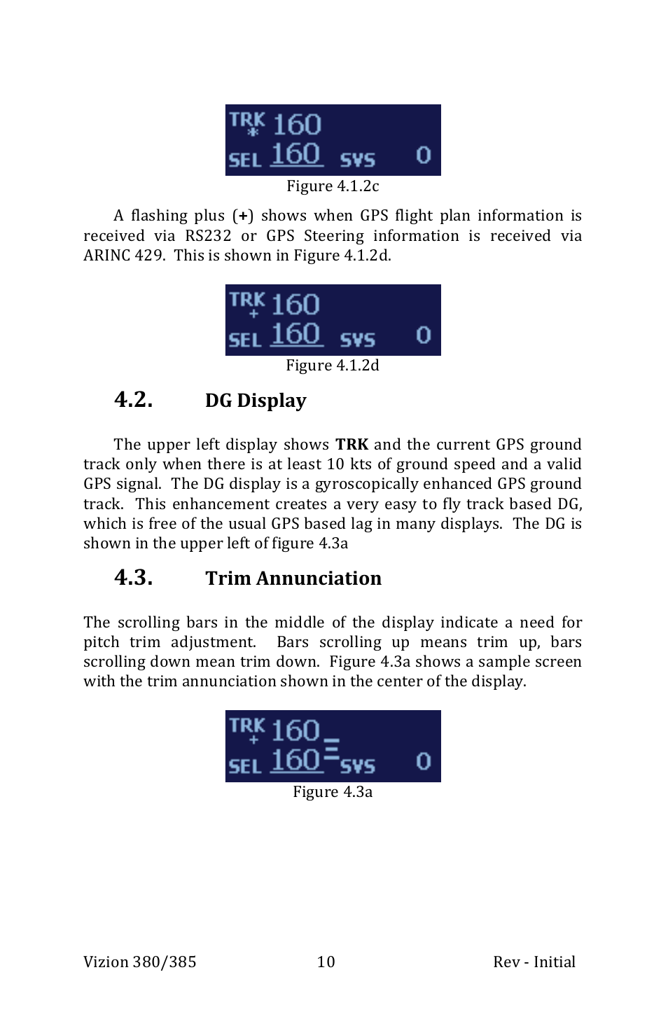 Dg display, Trim annunciation | TruTrak Vizion 380-385 Operation Manual User Manual | Page 10 / 48