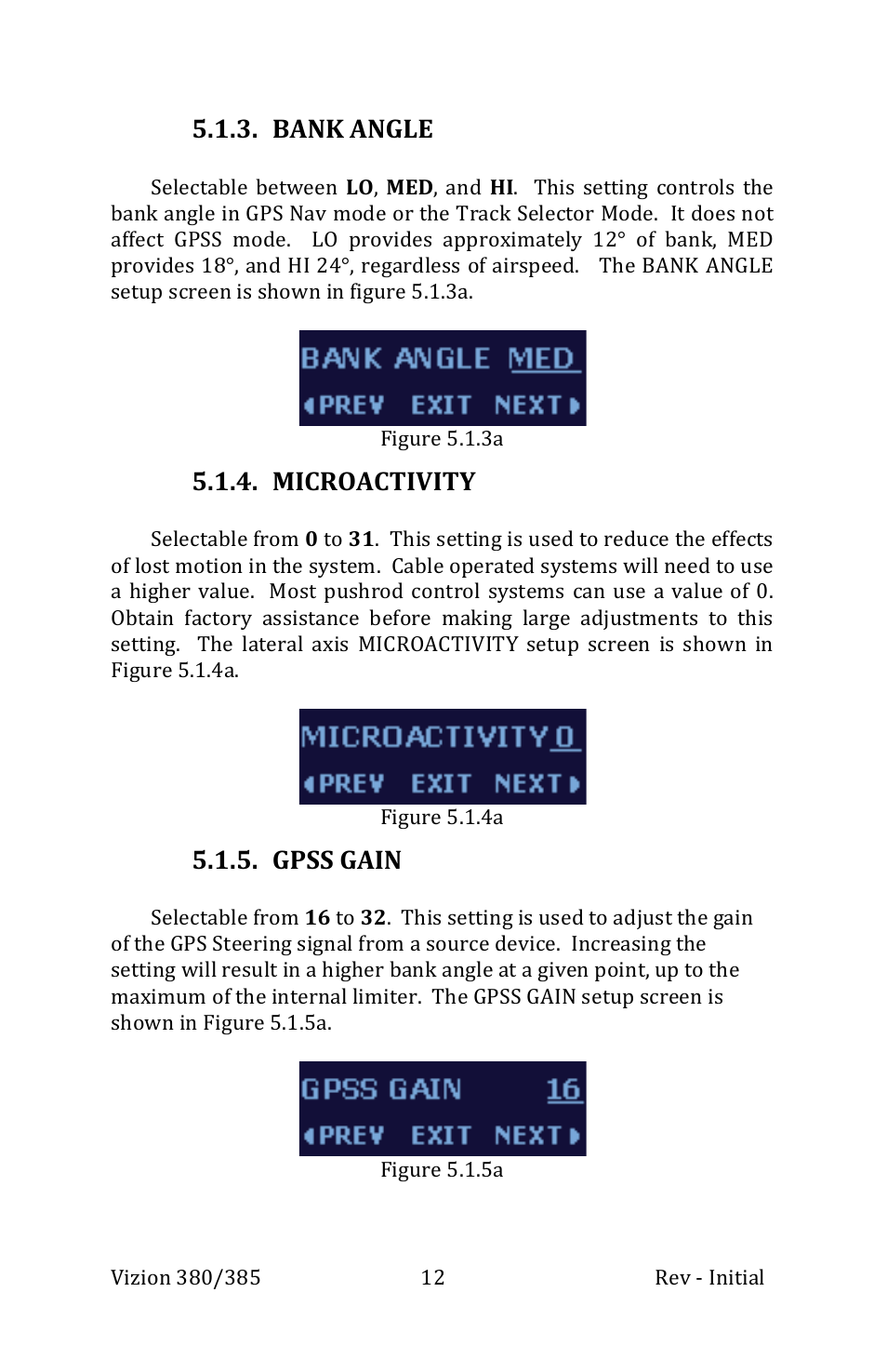 Bank angle, Microactivity, Gpss gain | TruTrak Vizion 380-385 Operation Manual User Manual | Page 12 / 48