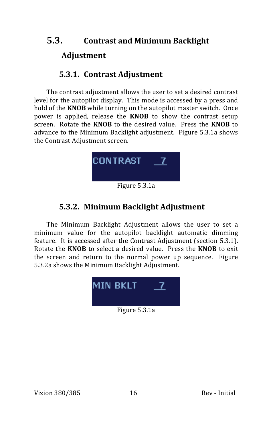 Minimum backlight adjustment | TruTrak Vizion 380-385 Operation Manual User Manual | Page 16 / 48