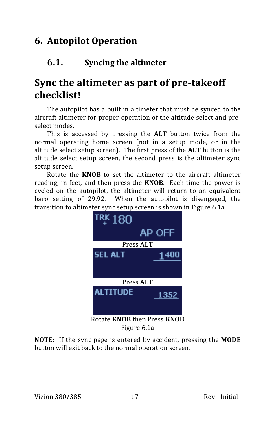 Autopilot operation 6.1 | TruTrak Vizion 380-385 Operation Manual User Manual | Page 17 / 48