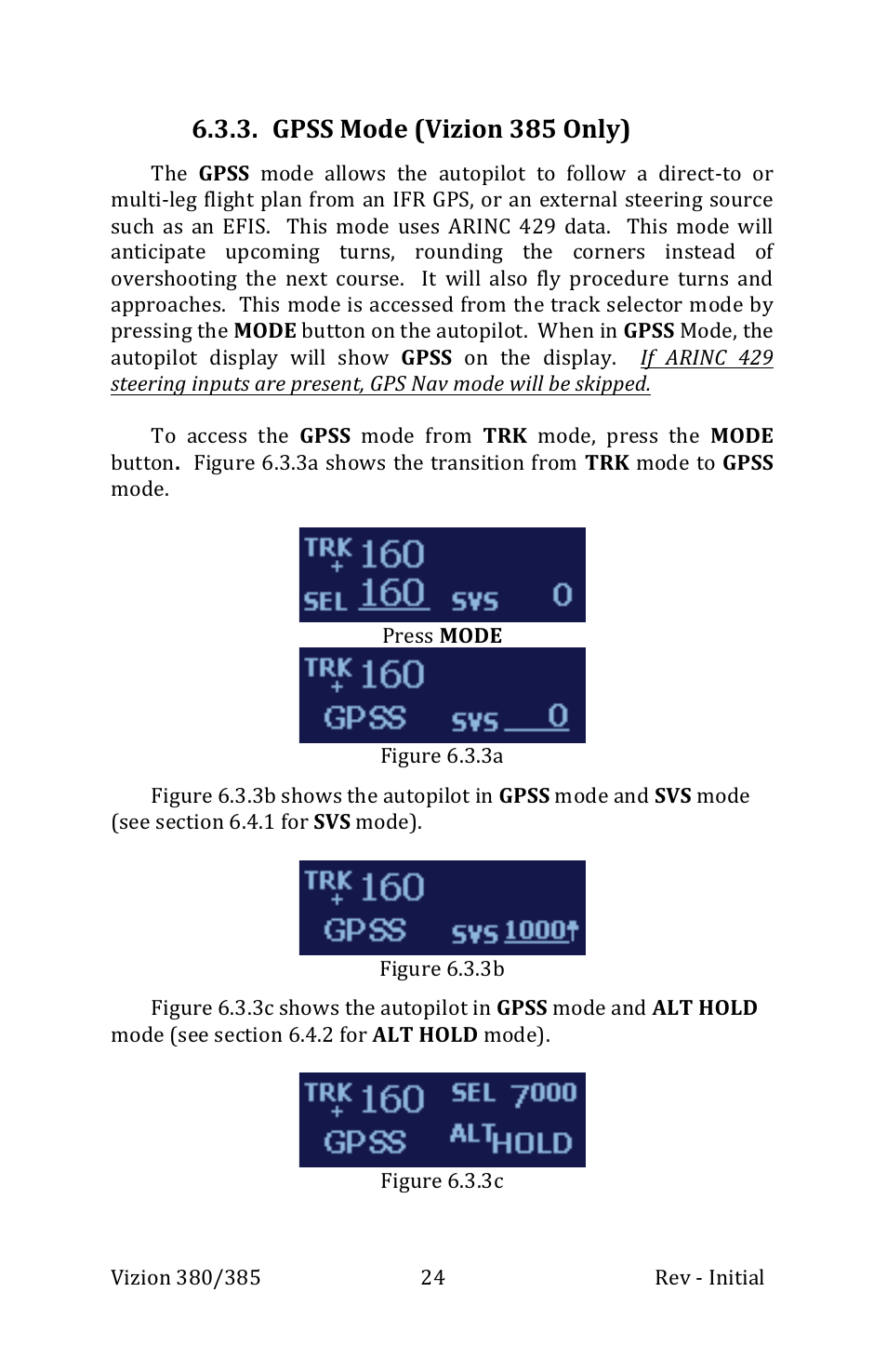 Gpss mode (vizion 385 only) | TruTrak Vizion 380-385 Operation Manual User Manual | Page 24 / 48