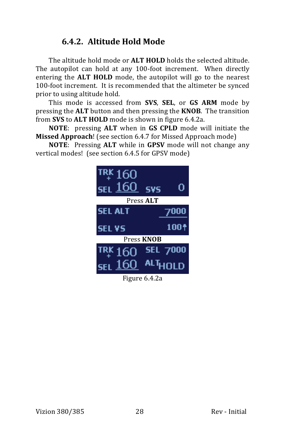 Altitude hold mode | TruTrak Vizion 380-385 Operation Manual User Manual | Page 28 / 48