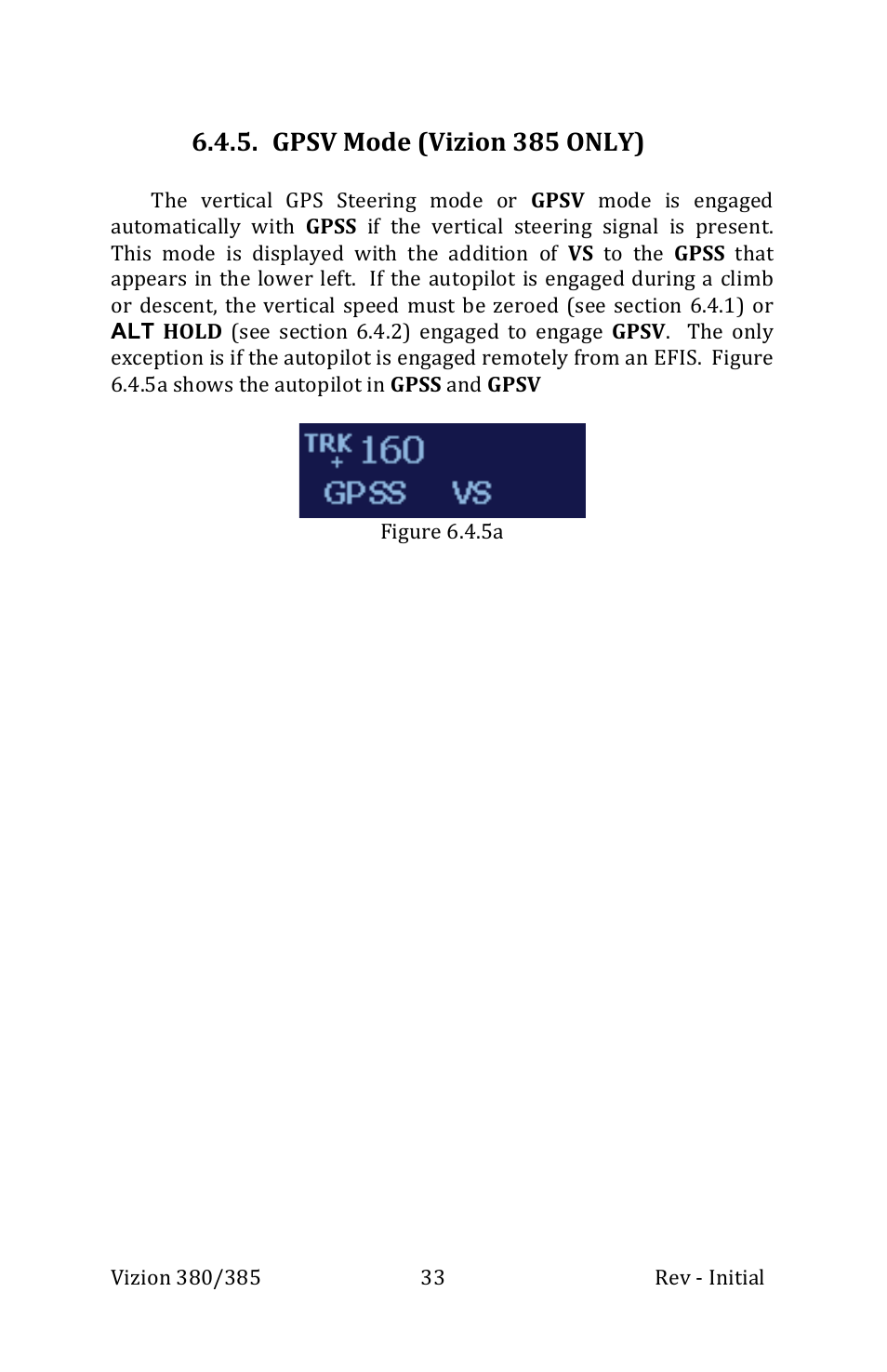 Gpsv mode (vizion 385 only) | TruTrak Vizion 380-385 Operation Manual User Manual | Page 33 / 48