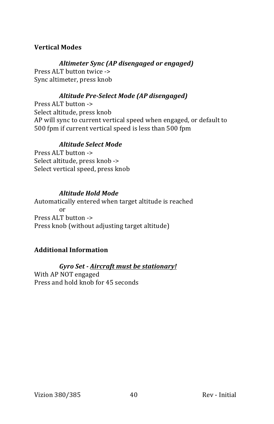 TruTrak Vizion 380-385 Operation Manual User Manual | Page 40 / 48